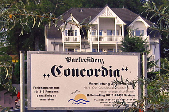 Schild Parkresidenz Concordia
