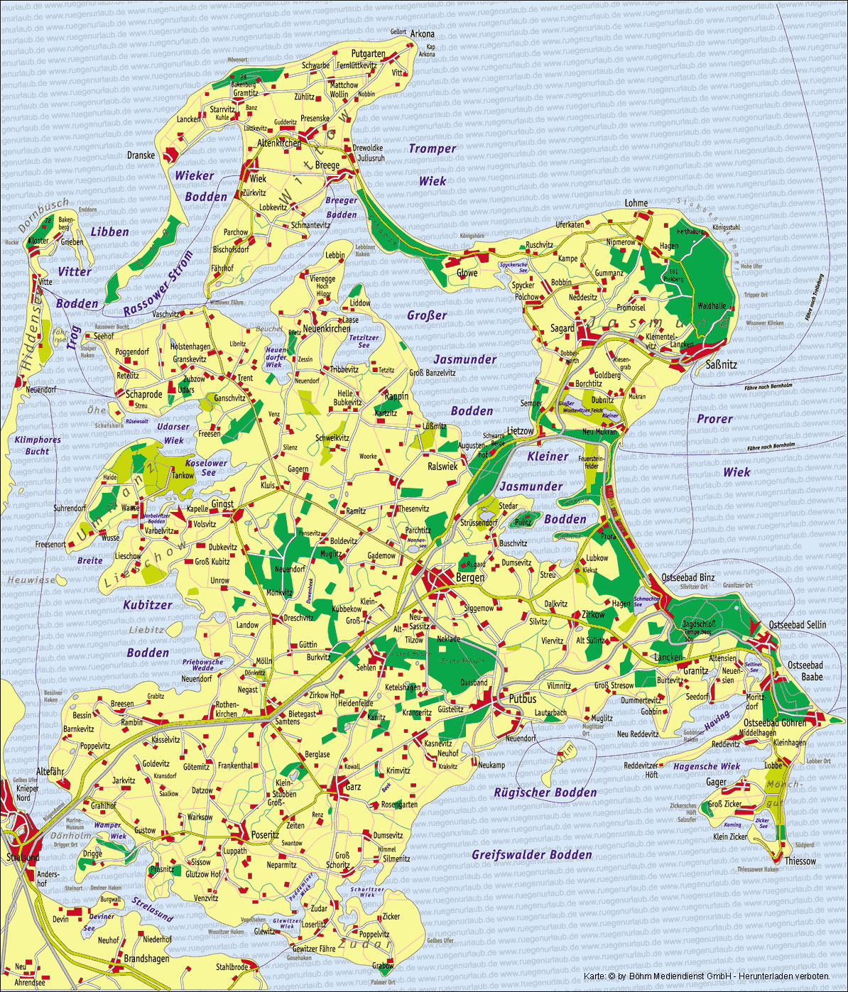 Karte von Rügen - ruegenurlaub.de