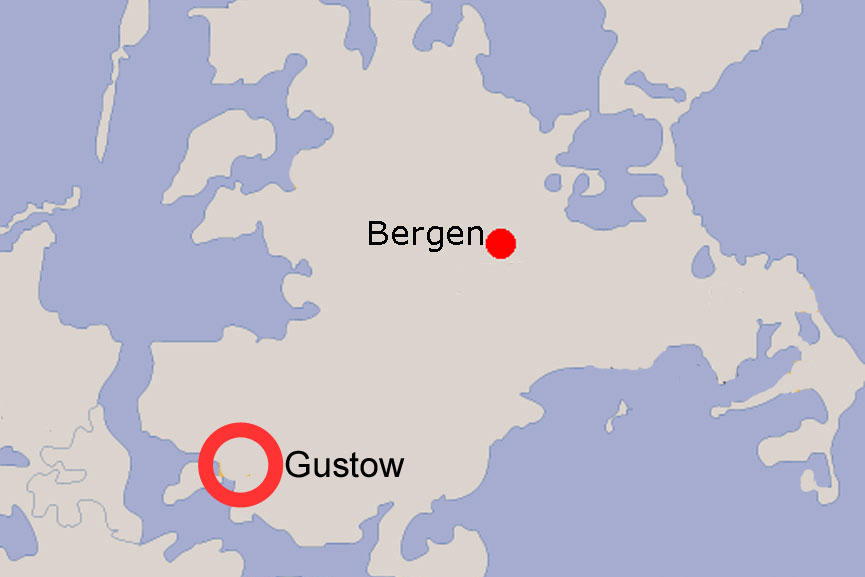 Lage von Gustow auf der Insel Rügen